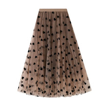 Load image into Gallery viewer, Vintage Heart Flocked Tulle High-Waist Skirt