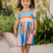 Load image into Gallery viewer, Striped Pattern Little Girls Pocket Dress