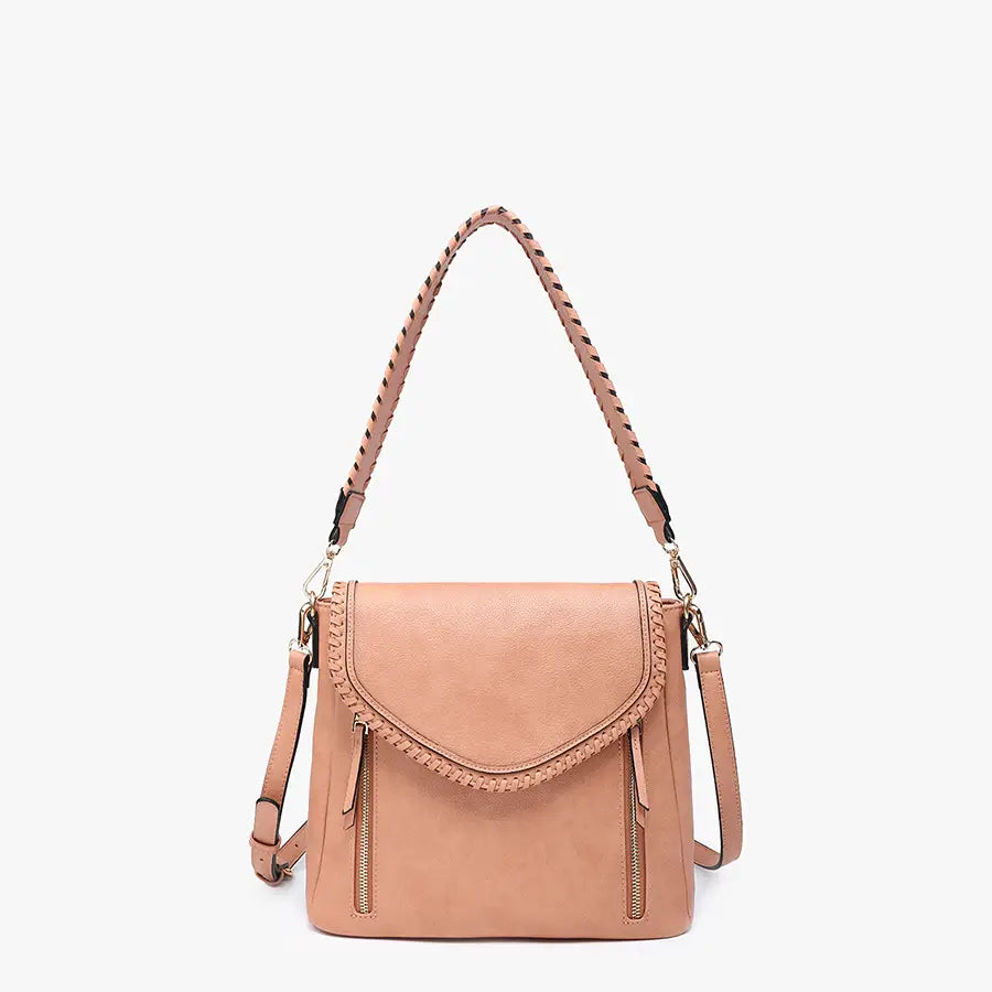 Lorelei Double Zip Whipstitch Trim Crossbody