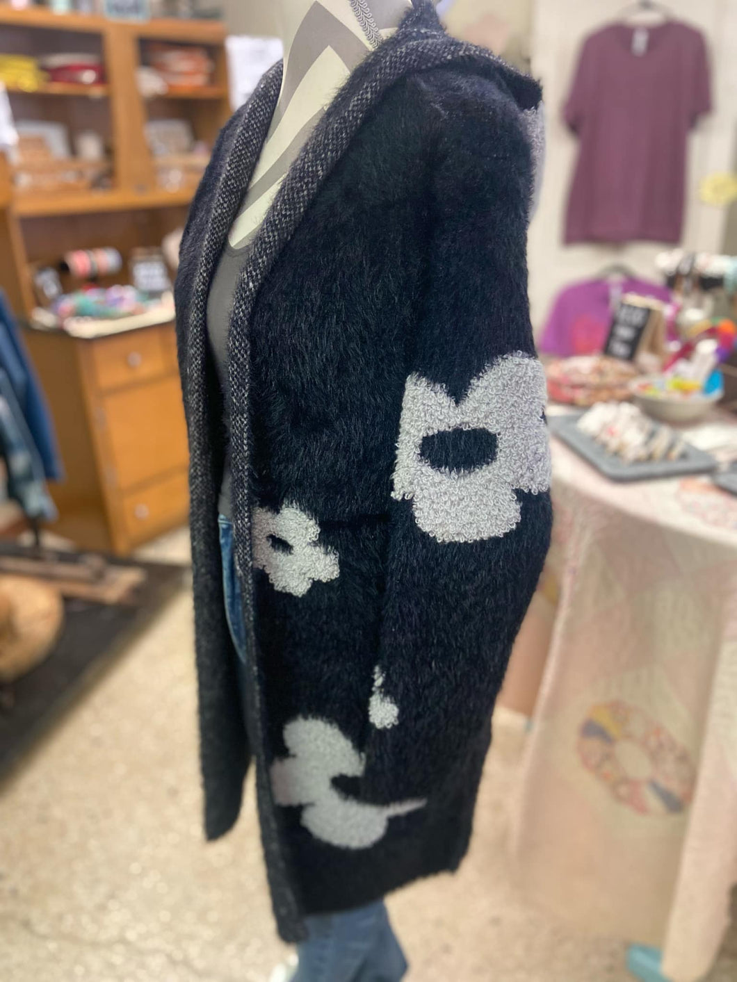 Black Floral Cardigan