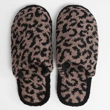 Winter Luxury Soft Leopard Pattern Slipper Coffee