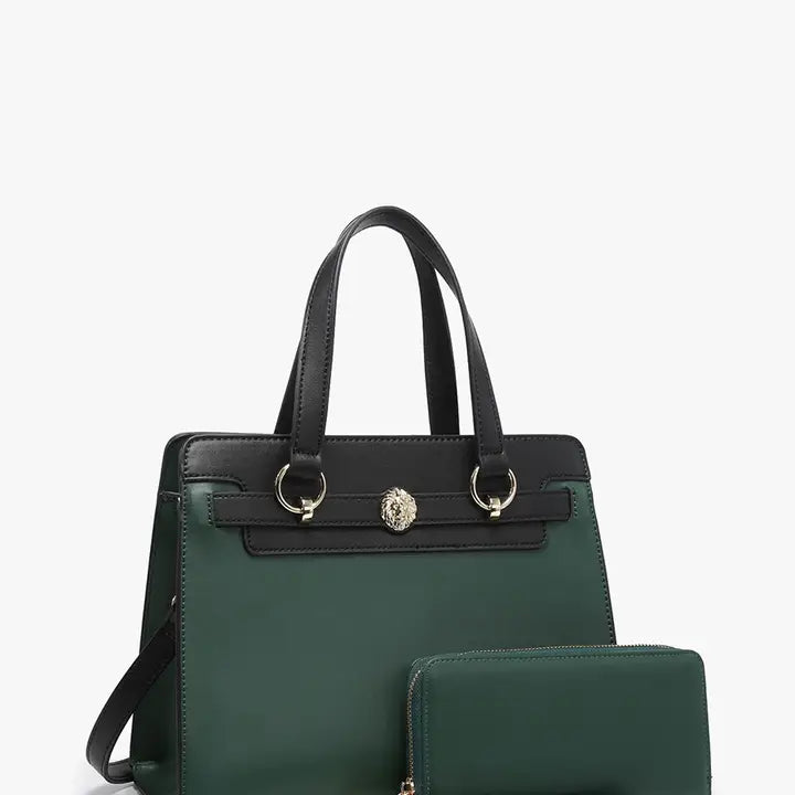 Lexie Two-Tone Lion Satchel w/ Wallet