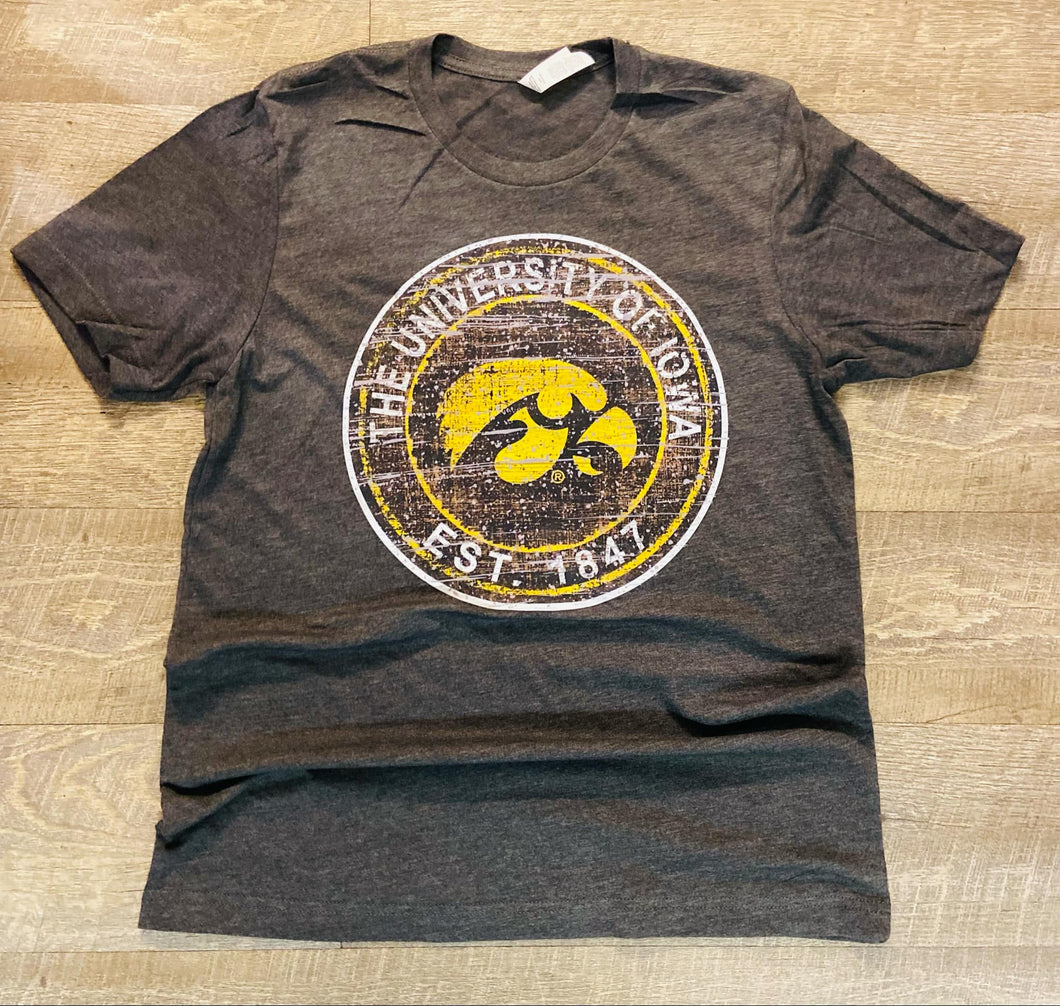 Iowa Hawkeyes Distressed Logo T-Shirt