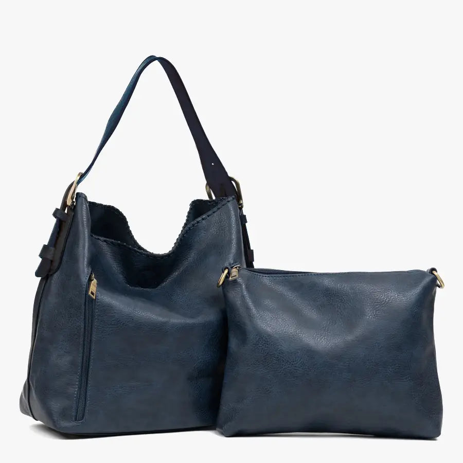 Alexa 2-in-1 Hobo Bag W/Dual Zip Compartments Navy