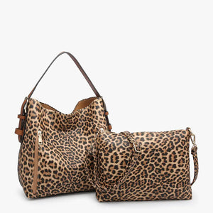 Alexa 2-in-1 Hobo Bag W/Dual Zip Compartments Leopard