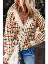 Load image into Gallery viewer, Multicolor Dotty Pattern Button V Neck Sweater Cardigan
