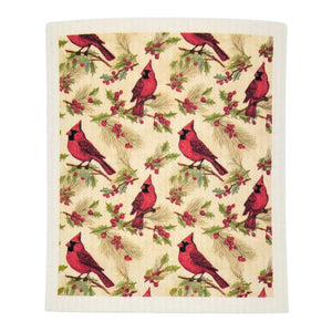 Christmas Cardinal Swedish Dishcloth