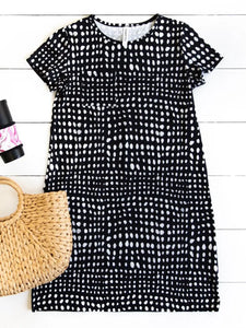 Tickled Teal - Dot Pattern Pocket Tee Dress