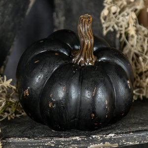 5.25" Black Resin Pumpkin