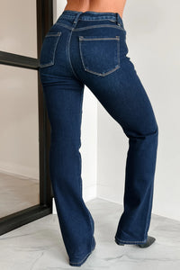 Risen Jeans - MID RISE LONG STRAIGHT JEANS - Dark