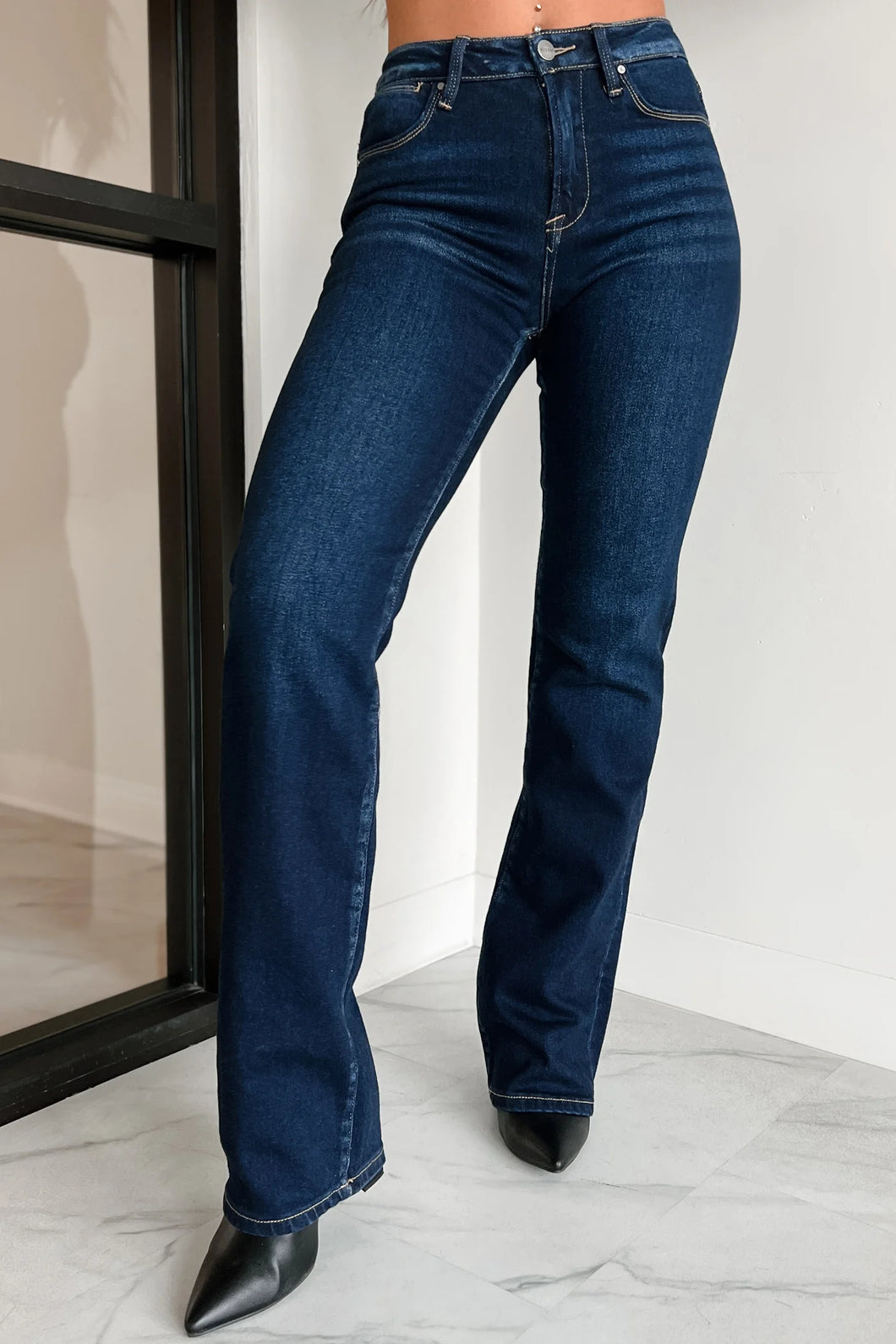 Risen Jeans - MID RISE LONG STRAIGHT JEANS - Dark
