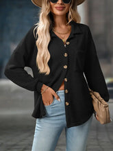 Load image into Gallery viewer, Waffle Knit Button-Up Shirt – Casual Fall Cardigan-Black
