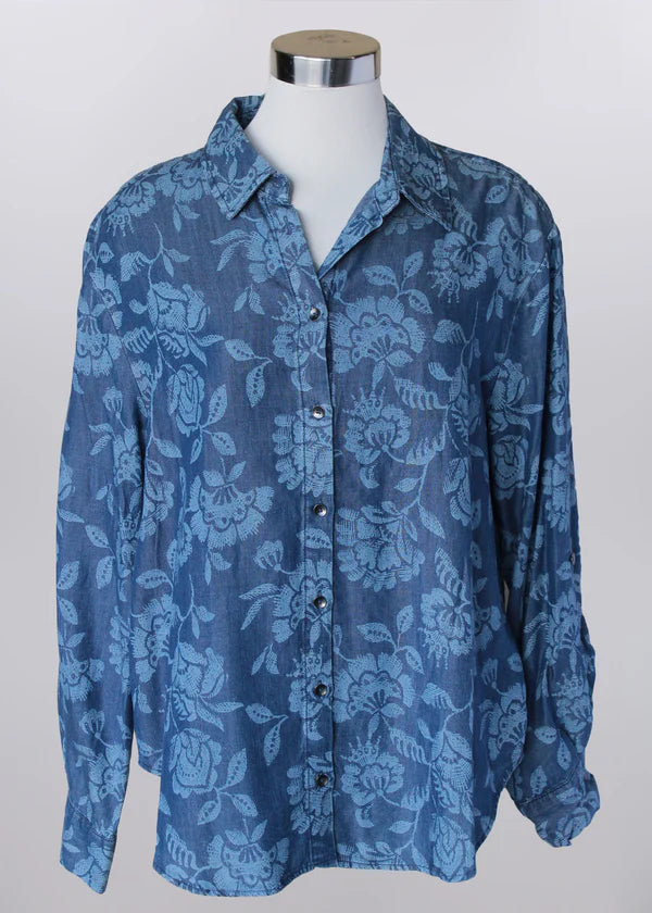 Keren Hart Floral Denim Shirt