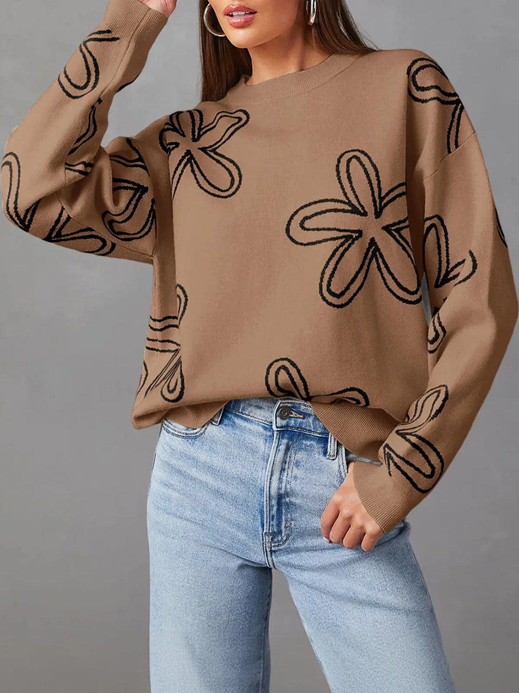 Flower Shape Ribbed Sweater