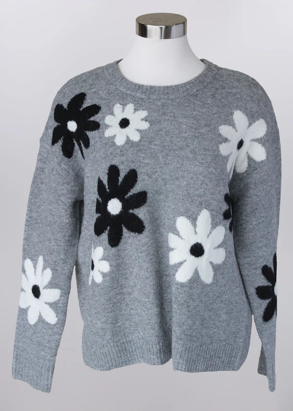 Grey Floral Sweater