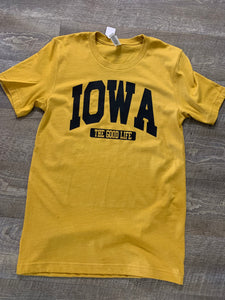 Iowa-The Good Life-Mustard T-Shirt